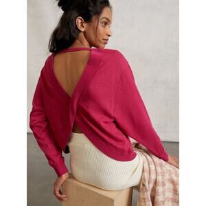 Anthropologie Pilcro Ryanne Open Back Sweatshirt Women's Blouse Top Shirt M Pink